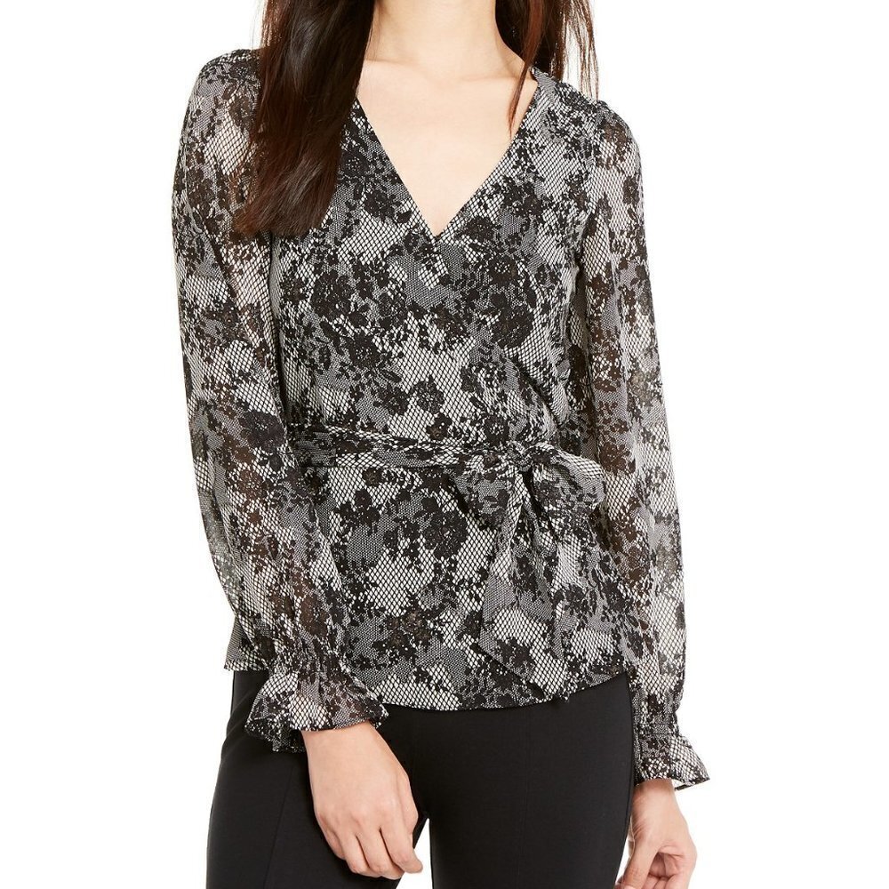 A175 michael kors chantilly wrap tie-Waist top - S